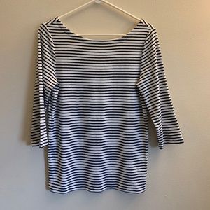 GAP White Black Stripe Scoopneck 3/4 Sleeve Shirt